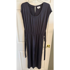 SOMA Wknd Gray Jumpsuit With Pockets Super Soft Comfort Fabric Tie Front Sz M